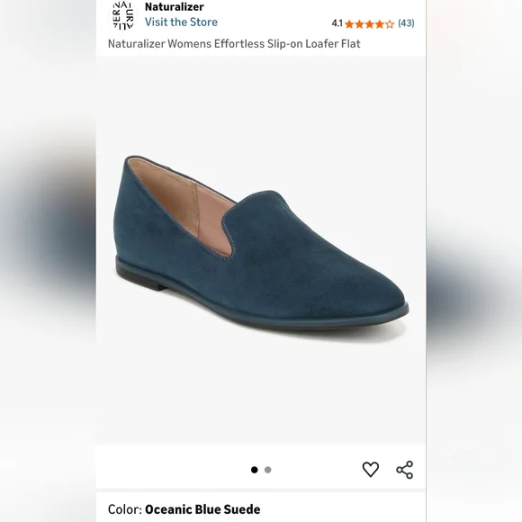 NWOB 8W Naturalizer Effortless Suede Loafers - Oceanic Blue Suede, Teal, 8W - Picture 1 of 4